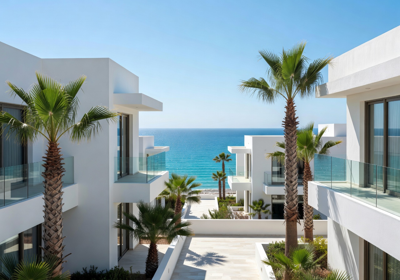 Ayia Napa harbour and beachfront apartments, Cyprus