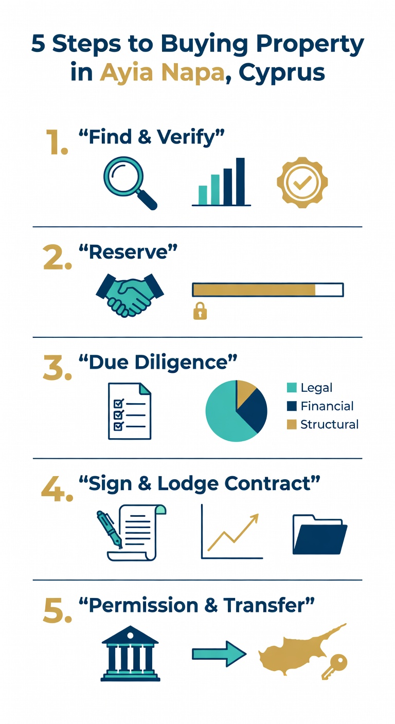 Ayia Napa property buying process infographic