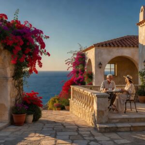 Peaceful Mediterranean villa terrace in Cyprus - ideal retirement setting