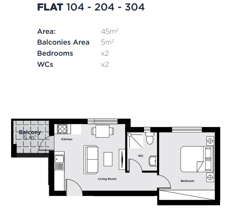 1 Bedroom Apartment for Sale