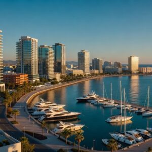 Aerial view of the Limassol Cyprus coastline and marina representing the Cyprus property market in 2026