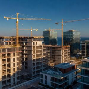 Off-plan property in Cyprus: new apartment towers under construction by the sea in Limassol