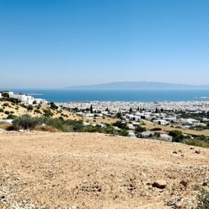 Empty villa building plot on a Limassol hillside with panoramic sea view