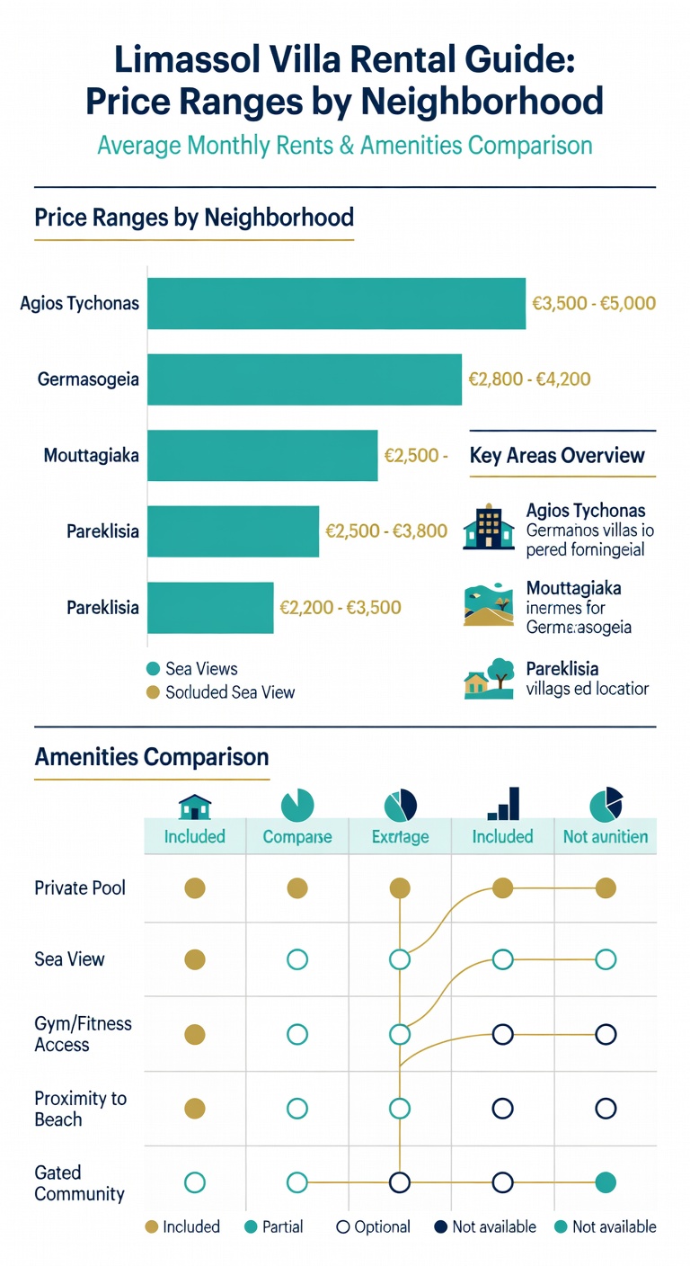 Infographic showing villa rental prices across Limassol neighborhoods