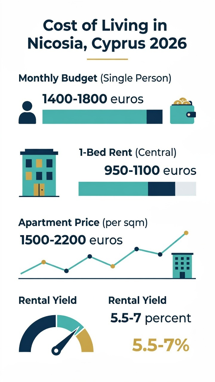 Infographic of the cost of living in Nicosia Cyprus in 2026