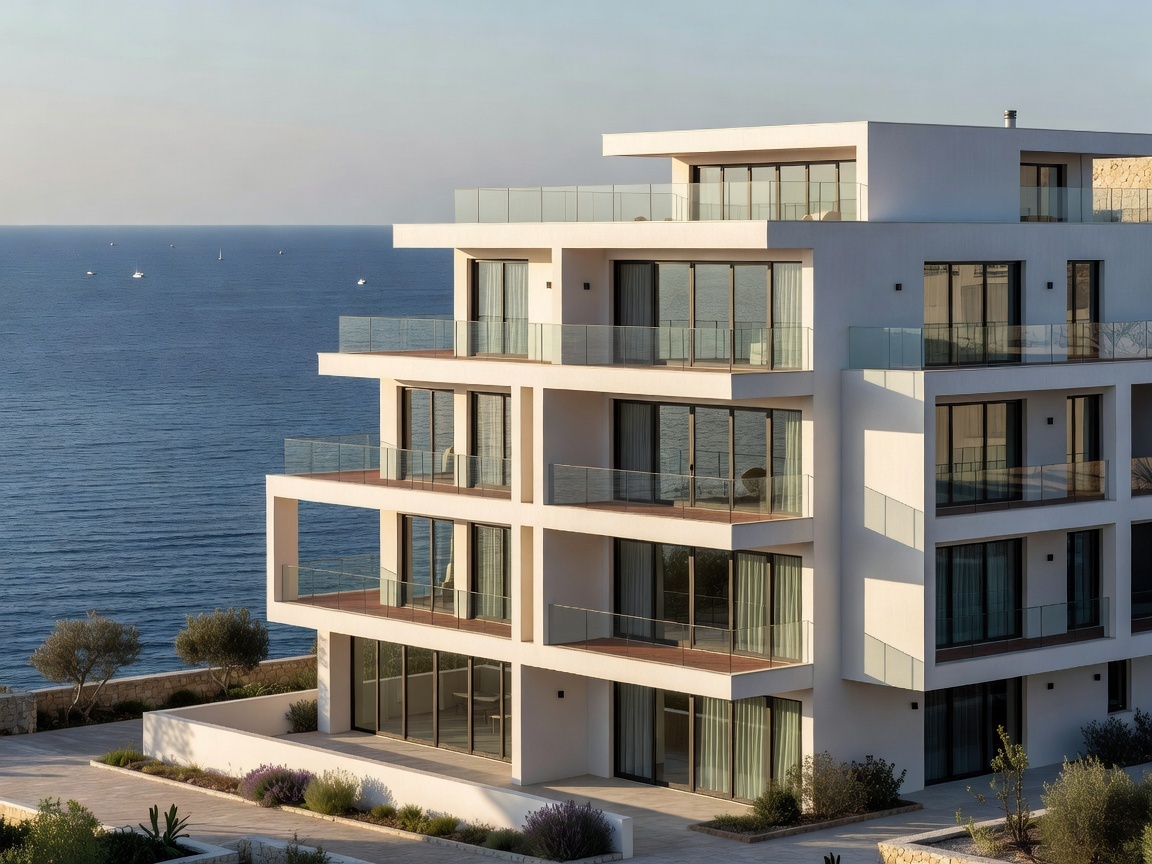 Modern apartment building on the Cyprus coast