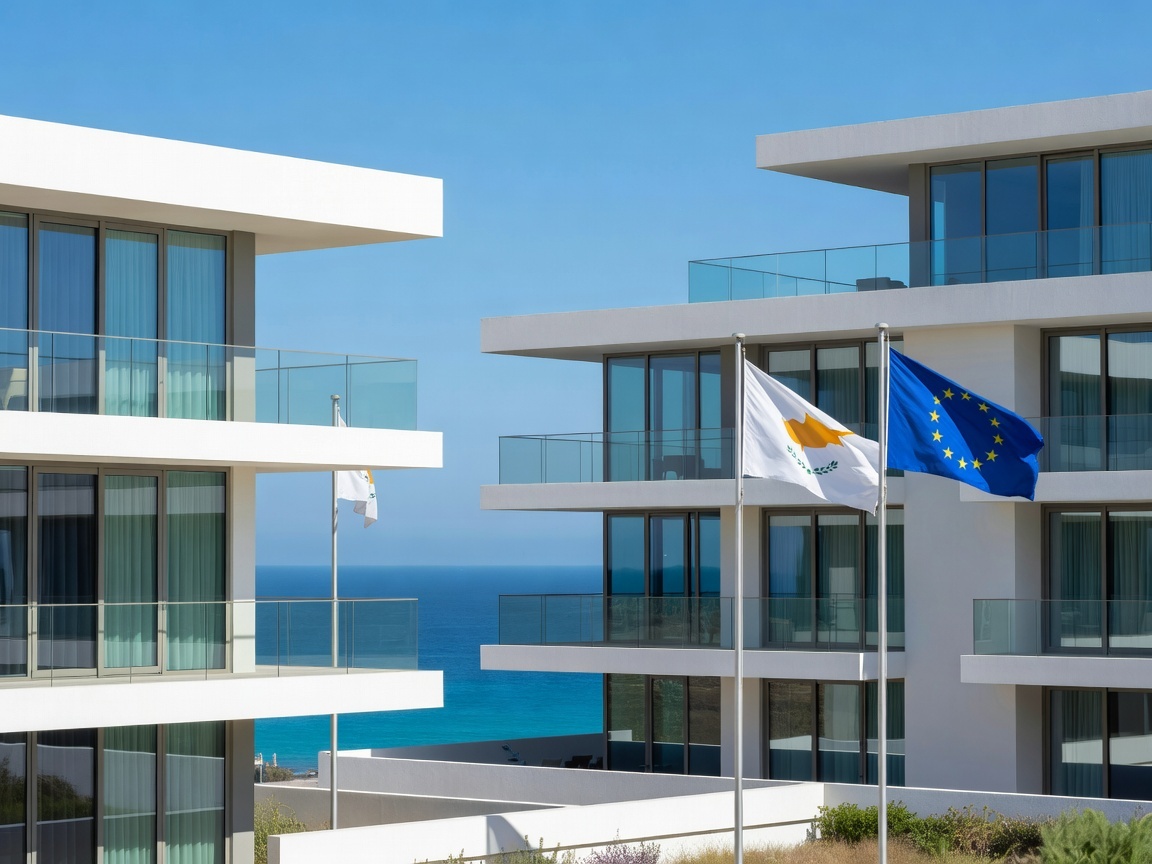 Modern new-build residential apartment complex in Cyprus