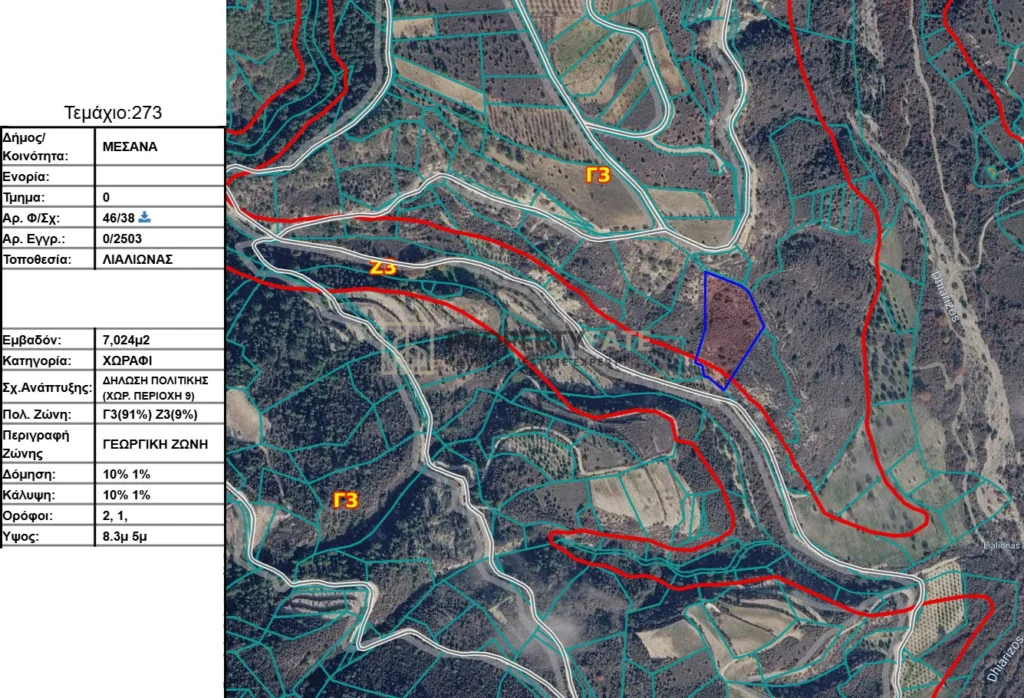 7,024m² Plot for Sale in Mesana, Paphos District