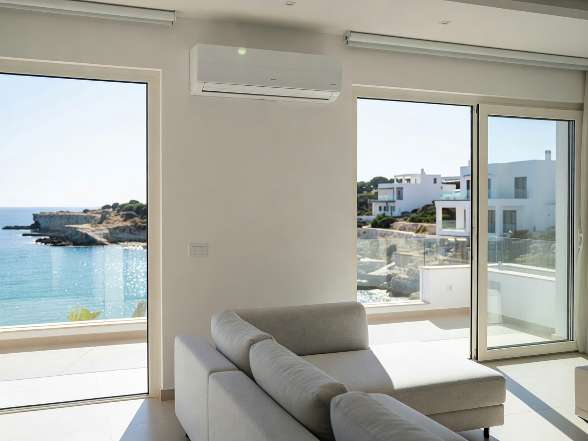 Air Conditioning in Cyprus: What It Costs to Install and Run in 2026 1 Wall-mounted split air conditioning unit in a modern Cyprus living room