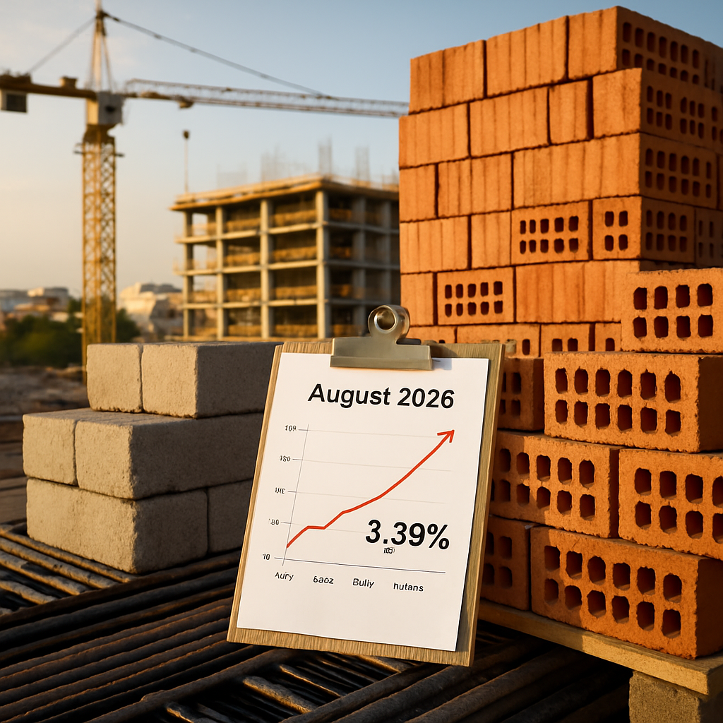 August 2026 Sees Construction Material Prices in Cyprus Climb 3.39%