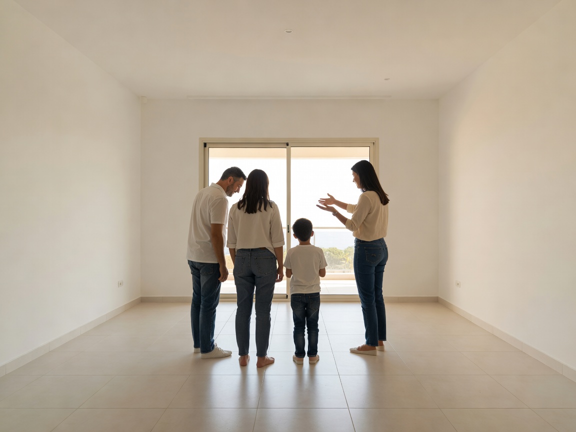 A family viewing a three-bedroom apartment in Strovolos, Nicosia