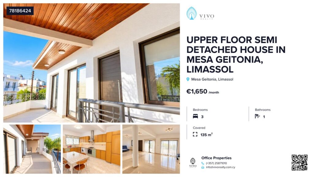 3 Bedroom House for Rent in Limassol – Mesa Geitonia