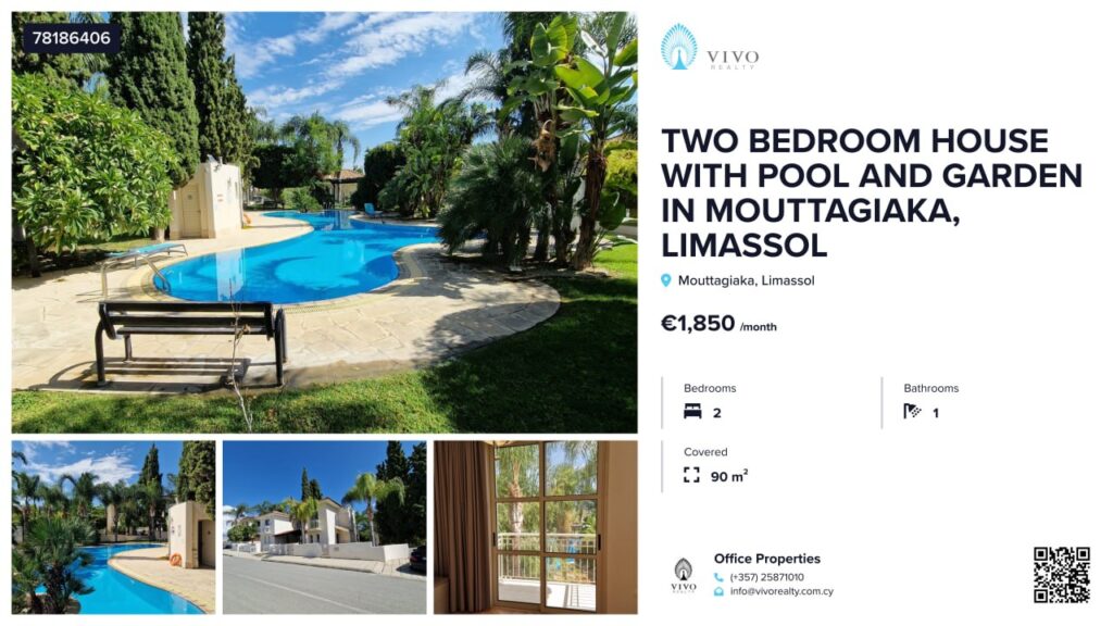 2 Bedroom House for Rent in Mouttagiaka, Limassol District
