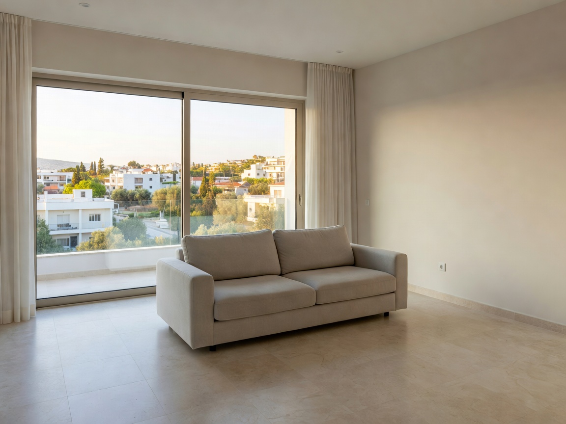 Tseri, Nicosia: What 66 Listings Reveal About Prices 1 Bright two-bedroom apartment living room with balcony in a Nicosia suburb in Cyprus